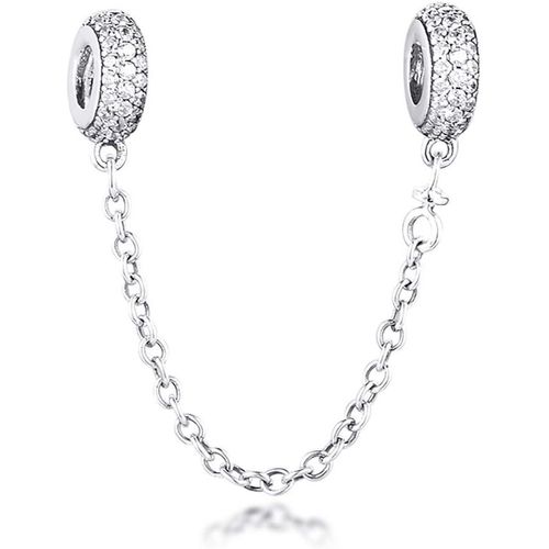 Eryi-Collier Pandora & Collier Pervertir Inspiration Chaîne De Sécurité Perles D'argent Avec Cz Clair Original 925 Sterling Charmes D'argent Bijoux Diy