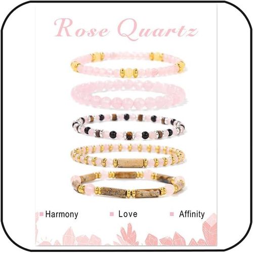 Eryi-5 Pièces Bracelet En Pierres Naturelles 4/6mm Bracelet Pierre Naturelle Pour Femmes Hommes Bracelet D'agate Bracelet Élastique En Pierre Naturelle Chakra Bijoux Femme Hommes