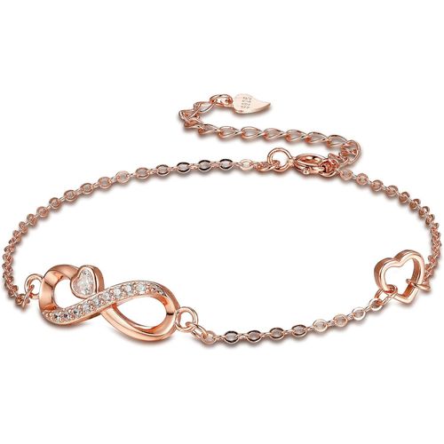 Eryi-Bracelet Infini Femme En Argent Sterling 925 Avec Zircone Coeur Réglable 16+4cm Pour Bijoux Cadeau