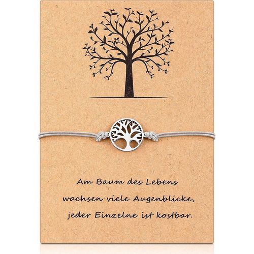 Eryi-Bracelet Arbre De Vie Avec Carte Pour Femme Fille - Pendentif Arbre De Vie Réglable - Cadeau D'amitié Pour Anniversaire, Fête Des Mères, Amis