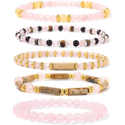 Eryi-Ensembles Bracelets De Perles Multicouches 5 Pièces Bracelet En Perles Naturelles Bohèmes Bracelet Pour Femmes Bracelet Perles Naturelles Femme 4/6mm Cadeaux Pour Femmes Filles