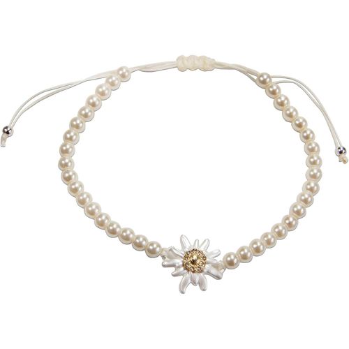 Eryi-Bracelet De Perles Greta Avec Strass Et Edelweiss - Avec Fermeture À Tirer - Bijou Pour Femme Avec Edelweiss Blanc Et Or - Réglable - Dab085