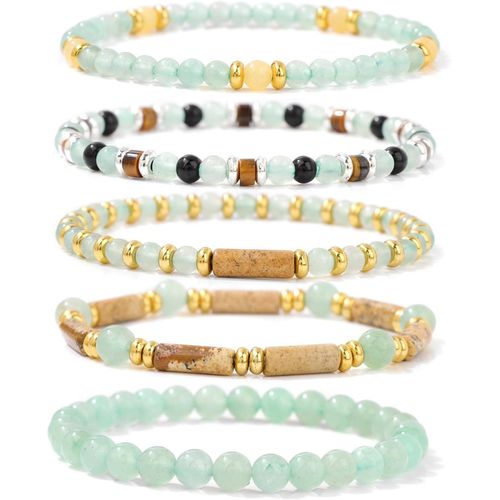 Eryi-Ensembles Bracelets De Perles Multicouches 5 Pièces Bracelet En Perles Naturelles Bohèmes Bracelet Pour Femmes Bracelet Perles Naturelles Femme 4/6mm Cadeaux Pour Femmes Filles
