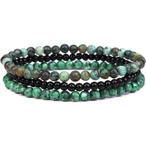 Eryi-3 Pièces Bracelet Pierre Naturelle En 4mm Bracelet Femme Pierre Naturelle Bracelet Élastique En Pierre Naturelle Bracelet Perle Ronde 4mm Chakra Bracelet Pierre Naturelle Pour Femme Homme