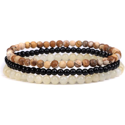 Eryi-3 Pièces Bracelet Pierre Naturelle En 4mm Bracelet Femme Pierre Naturelle Bracelet Élastique En Pierre Naturelle Bracelet Perle Ronde 4mm Chakra Bracelet Pierre Naturelle Pour Femme Homme