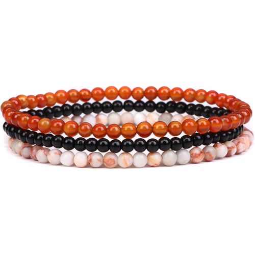 Eryi-3 Pièces Bracelet Pierre Naturelle En 4mm Bracelet Femme Pierre Naturelle Bracelet Élastique En Pierre Naturelle Bracelet Perle Ronde 4mm Chakra Bracelet Pierre Naturelle Pour Femme Homme