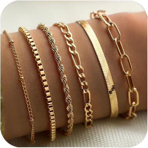 Eryi-Femme Chaîne Bracelets, Link Bracelets Pour Femme, Ensemble De Bracelets En Or Et Argent, Set De Bracelets En Or Pour Femmes, Réglables Ensemble Bracelets Argent Or Pour Femmes