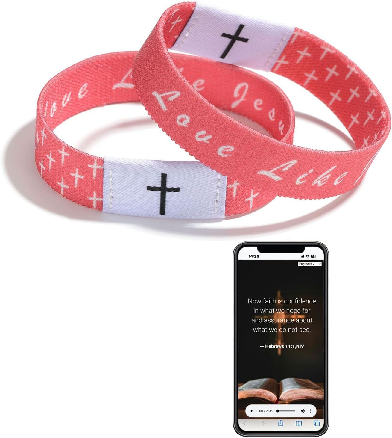 Eryi-Lot De 2 Bracelets Avec Versets Bibliques, Bracelets Chrétiens, Bracelet Jésus Avec Nfc Pour Hommes Et Femmes