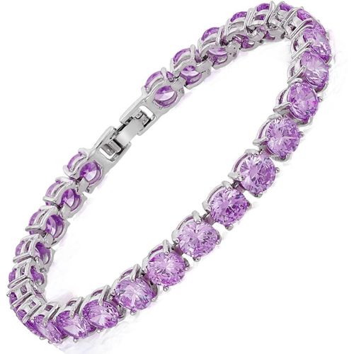 Eryi-Coupe De Rond Multicolore Cz 18k Gold Plated Bracelet De Tennis, 18cm / 7inch