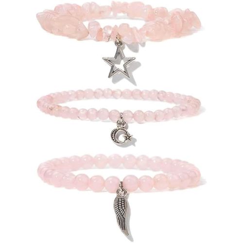Eryi-3 Pièces Bracelets Set Pour Femmes Élastique Bracelet En Pierre Naturelle Cristal Empilables Mode Délicat Bracelets Hypoallergénique Cadeau Bijoux