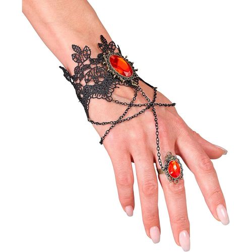 Eryi-- Bracelet En Dentelle Avec Anneau Et Pierre Précieuse, Gothique, Accessoire Costume Halloween