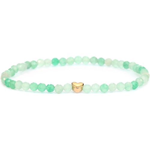 Eryi-Bracelet En Véritable Pierre Précieuse Avec Perles À Facettes De 4mm Et C?ur En Acier Inoxydable - Différentes Longueurs - Bracelet En Pierres Précieuses Porte