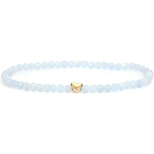Eryi-Bracelet En Véritable Pierre Précieuse Avec Perles À Facettes De 4mm Et C?ur En Acier Inoxydable - Différentes Longueurs - Bracelet En Pierres Précieuses Porte