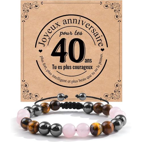 Eryi-Cadeau Femme, Bracelet Pierre Naturelle Femme, Cadeau 18, 30, 40, 50, 60 Anniversaire, Quartz Rose, Hématite, Oeil De Tigre Bracelet, Cadeaux Pour Maman Mamie Fille S?ur Amie Maitresse Collègues