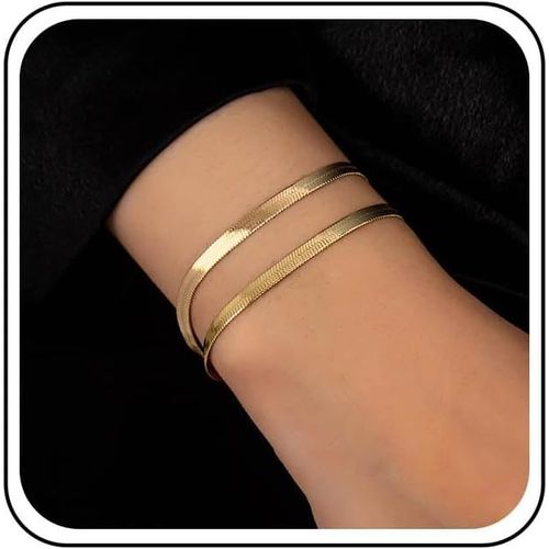 Eryi-Bracelet Boho En Chaine De Serpent Bracelet En Chaine À Chevrons Bracelet Plat En Serpent Bracelet Minimaliste En Chaine Bijoux Pour Femmes