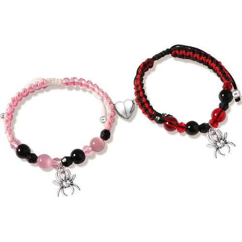 Eryi-2pcs Magnetique Bracelet Pour Couples Amitié Connecté Bracelet, Cadeau Couple Meilleur Ami Petit Ami Petite Amie Mari Saint-Valentin Anniversaire