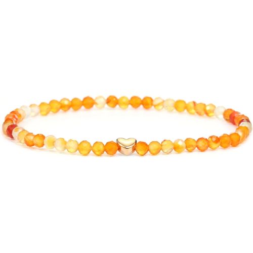 Eryi-Bracelet En Véritable Pierre Précieuse Avec Perles À Facettes De 4mm Et C?ur En Acier Inoxydable - Différentes Longueurs - Bracelet En Pierres Précieuses Porte