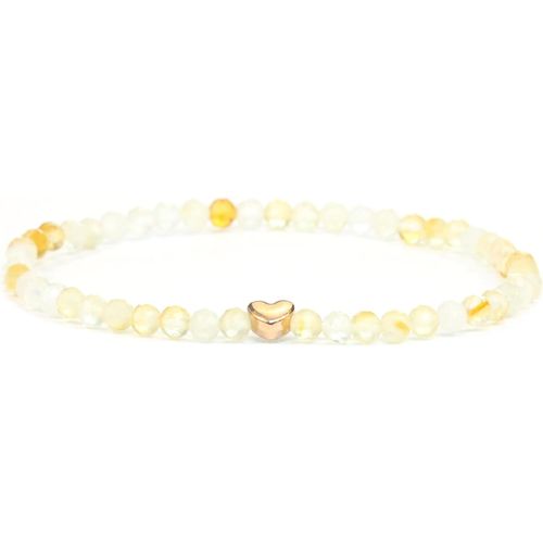 Eryi-Bracelet En Véritable Pierre Précieuse Avec Perles À Facettes De 4mm Et C?ur En Acier Inoxydable - Différentes Longueurs - Bracelet En Pierres Précieuses Porte