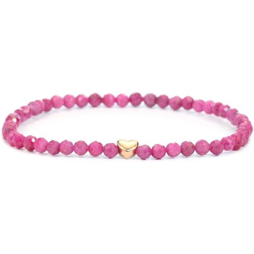 Eryi-Bracelet En Véritable Pierre Précieuse Avec Perles À Facettes De 4mm Et C?ur En Acier Inoxydable - Différentes Longueurs - Bracelet En Pierres Précieuses Porte