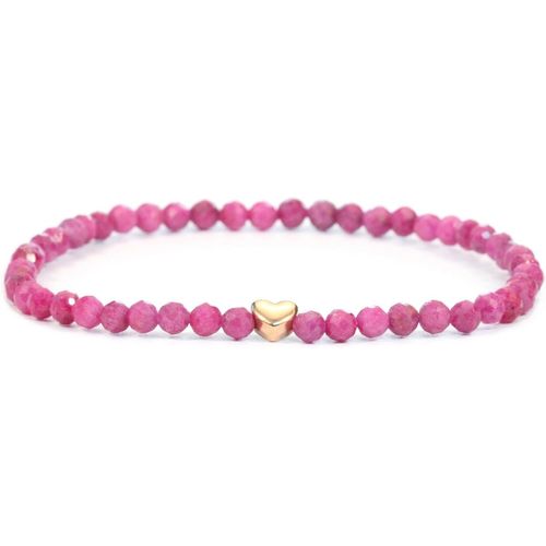 Eryi-Bracelet En Véritable Pierre Précieuse Avec Perles À Facettes De 4mm Et C?ur En Acier Inoxydable - Différentes Longueurs - Bracelet En Pierres Précieuses Porte