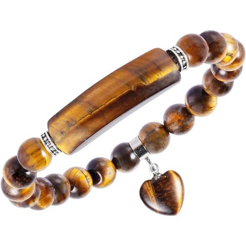 Eryi-Élastique Bracelet En Pierre Cristal Pour Femme, Yoga Chakra Rondes Perles D'énergie Protection Bracelet Avec C?ur Pendentif