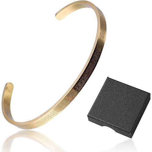 Eryi-Bracelet 1 Pièce De Style Arabe Avec Boîte À Bijoux 1 Pièce, Bracelet Pour Femme, Bracelet Ouvert, Bracelet Avec Gravure En Acier Inoxydable, Convient Pour Les Trajets Quotidiens, Thanksgiving,