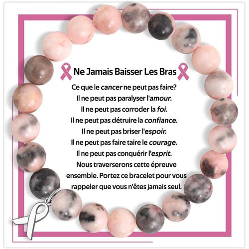 Eryi-Bracelet Pierre Naturelle Femme Avec Ruban De Sensibilisation Au Cancer Du Sein, Bracelet Femme Fille Cadeau D'inspiration Pour Les Amis, La Famille, Le Couple, Les Collègues