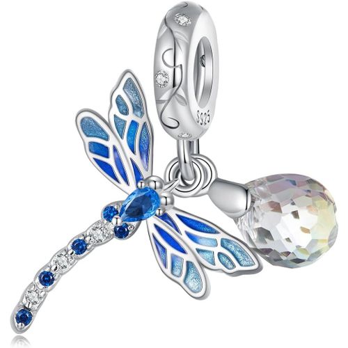 Eryi-Argent Sterling 925 Charme Or Amour Pendentif Sécurité Chaîne Voyage Perles Lucioles Libellule Pour Les Femmes Bracelet Et Collier Comme Cadeau Pour Maman Et Amis