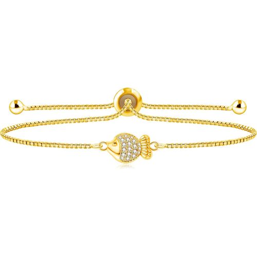 Eryi-Bracelet Mignon Et Tendance Sur Le Thème De L'océan \U2013 Bracelet À Chaîne Boîte Réglable Avec Fermoir Coulissant Bolo, Orné D`Un Poisson Et D`Une Tortue, Pour Elle, S?Ur, Amie