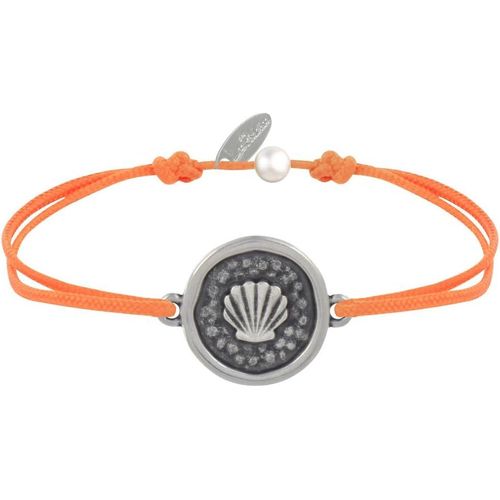 Eryi-- Bracelet Lien Médaille Ronde Laiton Argenté Coquillage