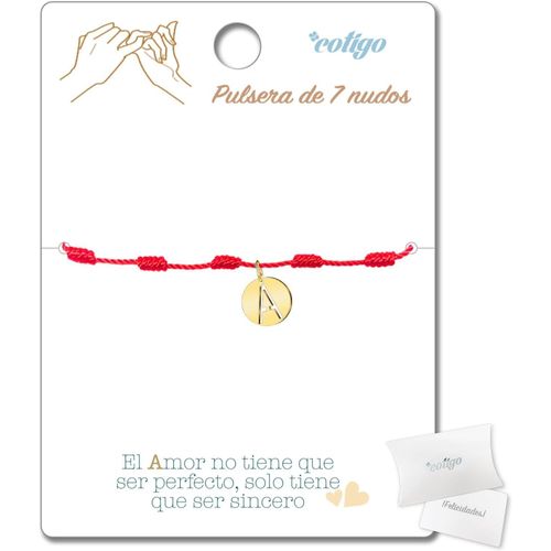 Eryi-Pulsera 7 Noeuds Rouges Con Lettre Initiale A-Z Acier Inoxydable-Porte Bonheur Et Protection-Bracelet Mauvais ?Il Pour Couples Et Amitié-Bijoux Réglable
