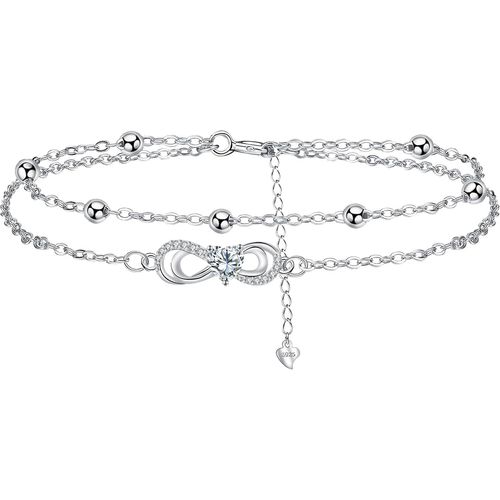 Eryi-Bracelet Argent Sterling 925 Infini, Bracelets Coeur Femmes Réglable, Bijoux Femme Cadeaux Noël Femme Anniversaire Fête Des Mères Cadeau Maman