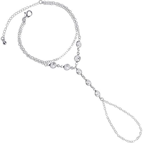 Eryi-Parure De Main Pour Femme Et Jeune Fille, Chaine De Main Avec Bague Sertie De Pierres En Zircons, Bague Et Bracelet Chaine Pour Femme, Bijoux De Main Bohème