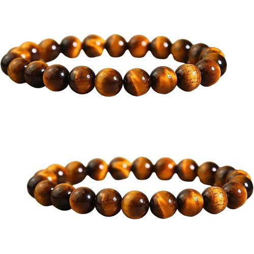 Eryi-Lot De 2 Bracelets En Pierre Précieuse Naturelle Véritable 8 Mm - Bracelets De Guérison Pour Femmes, Hommes Et Adolescents