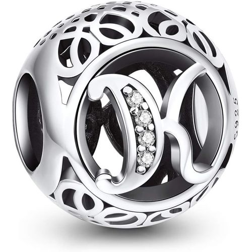 Eryi-Argent Sterling 925 Charme Lettre De L'alphabet Femmes Pearl Charms Avec 5a Zircone Compatible Pour Européen Bracelets