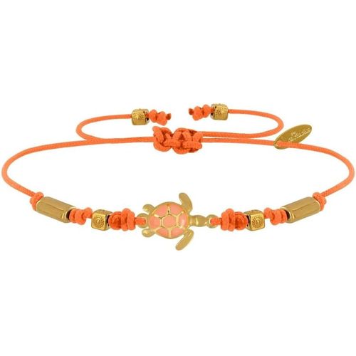 Eryi-- Bracelet Tortue Émaillé Orange Laiton Doré Orange