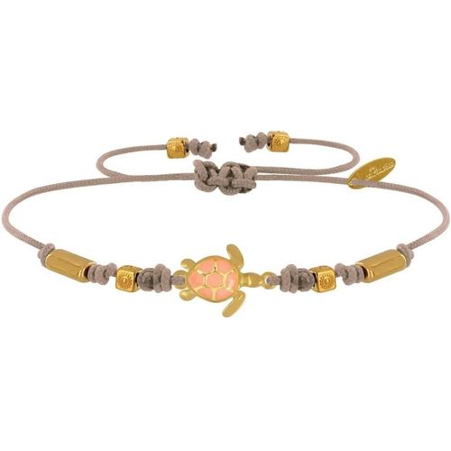 Eryi-- Bracelet Tortue Émaillé Orange Laiton Doré Orange