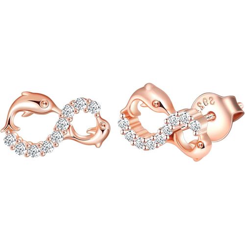Eryi-Ensembles De Bijoux En Argent 925, Collier Boucles D'oreilles Et Bracelet Pour Femme, Bijoux Symbole De L'infini Et Dauphin Mignon, Zircon Incrusté, Or Rose, Cadeau De Noël