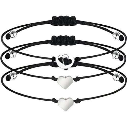 Eryi-Bracelet Assorti Pour Une Maman Et Ses Deux Filles - Coffret Cadeau Pour La Fête Des Mères, Noël Ou Anniversaire. Bijoux Originaux Avec Coeur - Idée Cadeau Pour Femme Ou Ado.