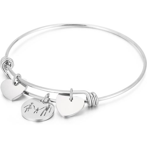 Eryi-Bracelet À Breloques En Forme De Coeur Pour Femmes Filles Bracelets En Acier Inoxydable Bijoux À Pendentifs Pour La Saint-Valentin Cadeau De Fête Des Mères Pour Sa Mère