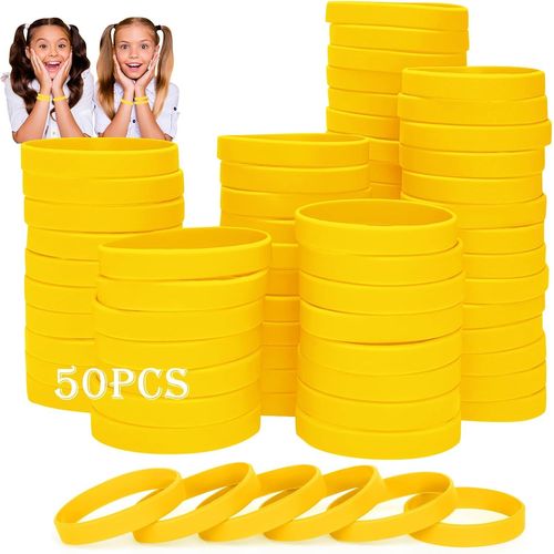 Eryi-Bracelets En Silicone, 50pcs Élastiques En Silicone Bracelets En Caoutchouc Élastique Pour Sport Homme Femme Adolescent Convient Pour 8 12 Ans