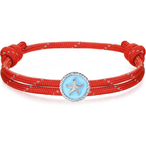 Eryi-Bracelet Nautique Homme Femme Argent 925 | Vague Poisson Croix Paracorde Bracelet Imperméable Réglable Pour Garçon | Mer Surf Bijoux Amitié Cadeau