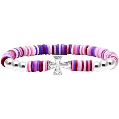 Eryi-Libre Et Romantique Bohème Femme Croix Bracelet En Argile Polymère Élastique Bracelet Meilleur Cadeau Pour La Famille, Petite Amie, Et Meilleures Amies Lors De Fêtes Et Saint-Valentin Y4438