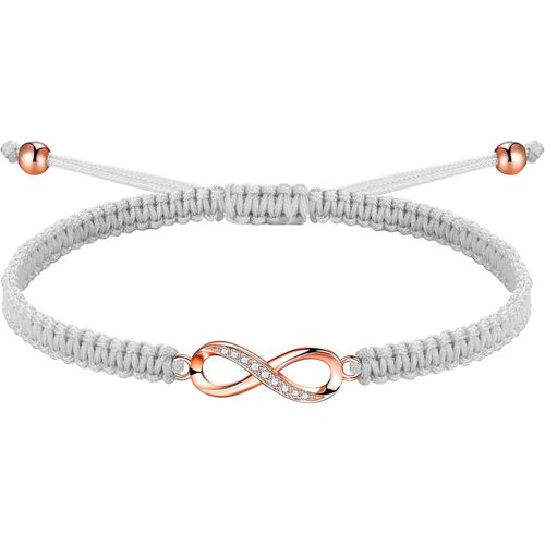 Eryi-Bracelet Femme Fille Infini Coeur Argent 925 Avec Cordon Zircon Bracelet Tressé Réglable Fait Main Pour Mère Fille Soeur Porte-Bonheur Amulette Pour Elle