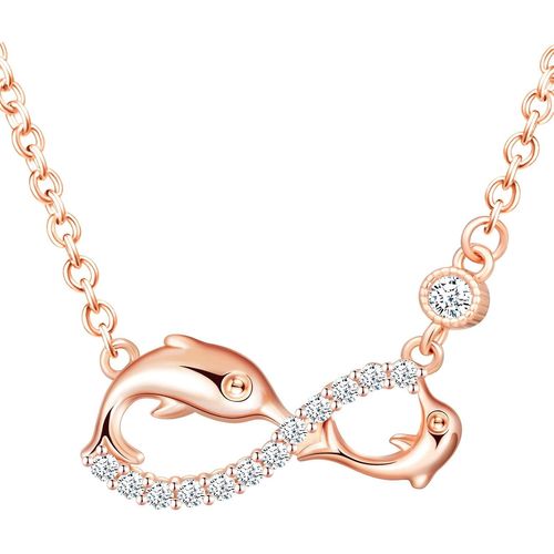 Eryi-Ensembles De Bijoux En Argent 925, Collier Boucles D'oreilles Et Bracelet Pour Femme, Bijoux Symbole De L'infini Et Dauphin Mignon, Zircon Incrusté, Or Rose, Cadeau De Noël