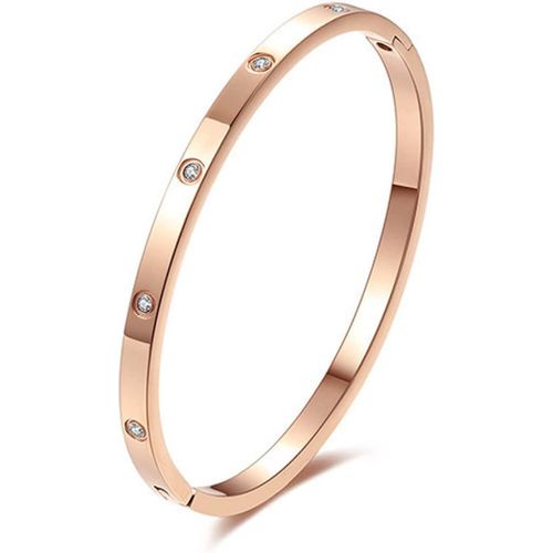 Eryi-Or Plaqué Bracelet Pour Femme, 4mm Titane Acier Cristal Bracelet Amitié Cadeaux Pour Femmes Mère Fille