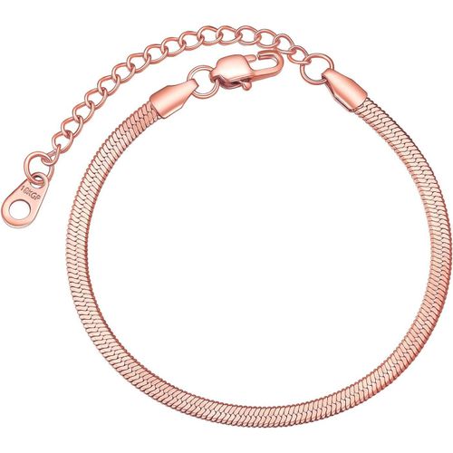 Eryi-Gourmette Femme Ajustable Acier Inoxydable/Plaqué Or 16+5cm, Bracelet À Chaîne Maille Miroir 3mm/5mm
