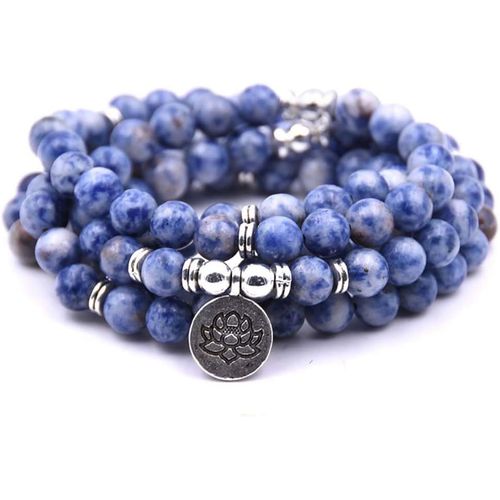 Eryi-Bracelet Mala Yoga 108 Perles Naturelles Avec Charm Lotus