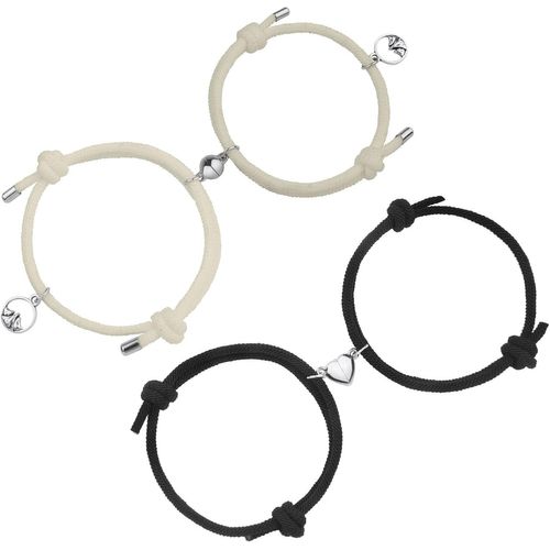 Eryi-Bracelet De Couple Magnétiques, Ensemble Bracelet De Couple Bracelet Aimanté Réglable Bracelet D'amitié Attraction Mutuelle Tressé Corde Bracelet Couple Pour Meilleurs Amis, Copines, Soeurs