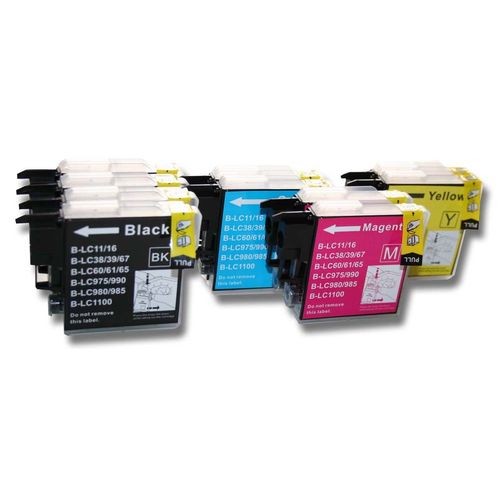 vhbw Jeu de 10x cartouches d'encre imprimante compatible avec Brother DCP-J315, DCP-J315W, DCP-J515, DCP-J515W,DCP-J715,DCP-J715W,MFC-250,MFC-255CW